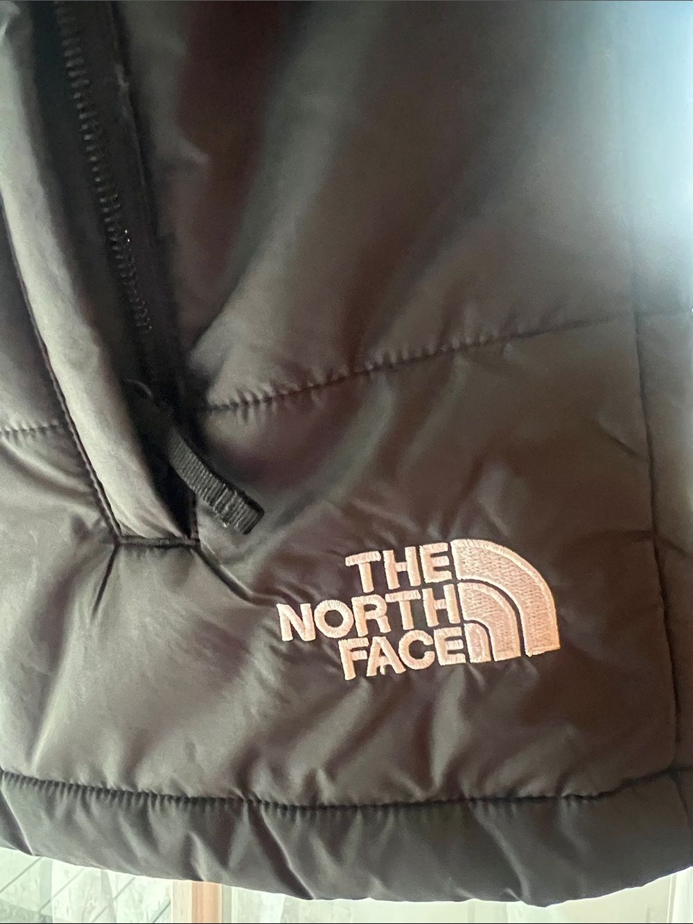 The North Face Black Quilted Insulated Puffer Vest with Turquoise Logo L EUC - Picture 5 of 8